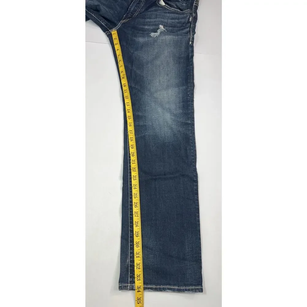 Silver Eddie Dark Wash Stretch Men’s Blue Jeans Size 36x34
